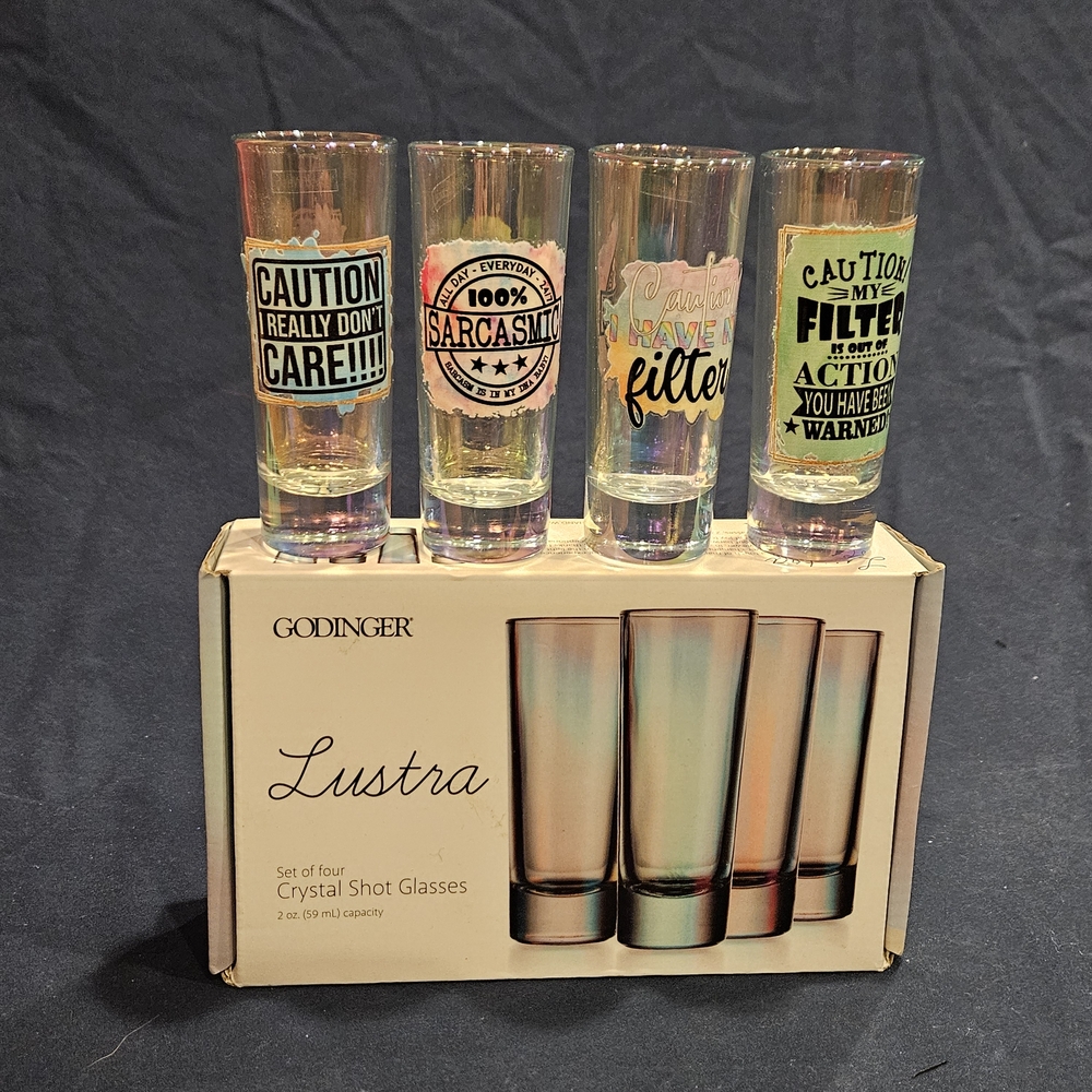 🚦♡Godinger Lustra Iridescent Pink Shot Glasses - Set of 4